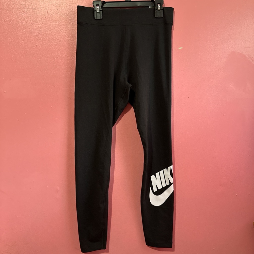 Nike Kids Black Leggings with White Logo